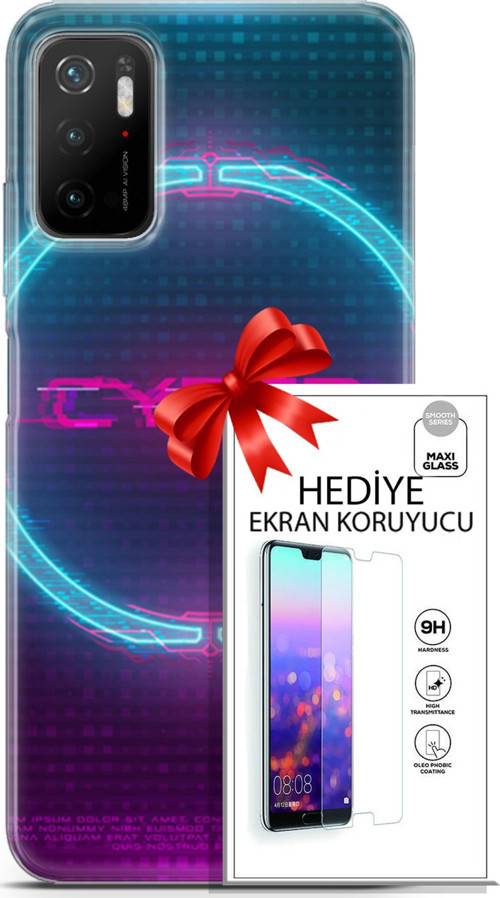 Xiaomi Poco M3 Pro 5G Kılıf Orijinal Seri Cyberpunk 09 Cyber Logo Uv Kılıf Ve Ekran Koruyucu