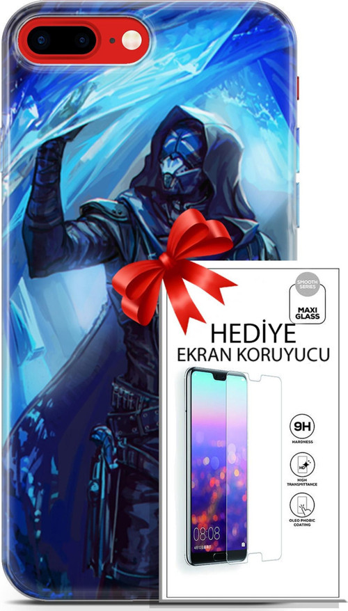 Apple İphone 7 Plus - 8 Plus Kılıf Orijinal Seri Pubg 13 Maskeli Case Kapak Ekran Koruyucu