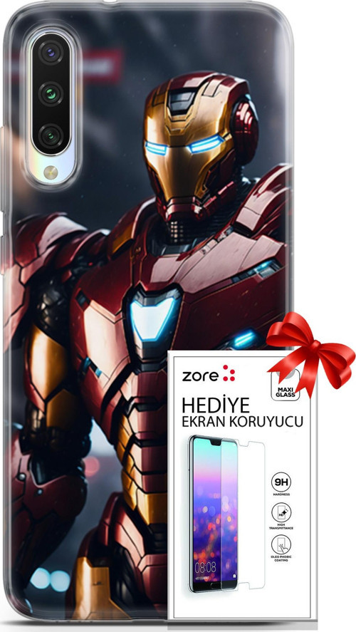 Xiaomi Mi A3 Kılıf Orijinal Seri Supers 23 Iron Man Telefon Kabı Ve Ekran Koruyucu