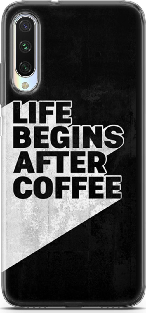 Xiaomi Mi A3 Kılıf Orijinal Seri Typo 02 Life Begins After Coffee Kapak