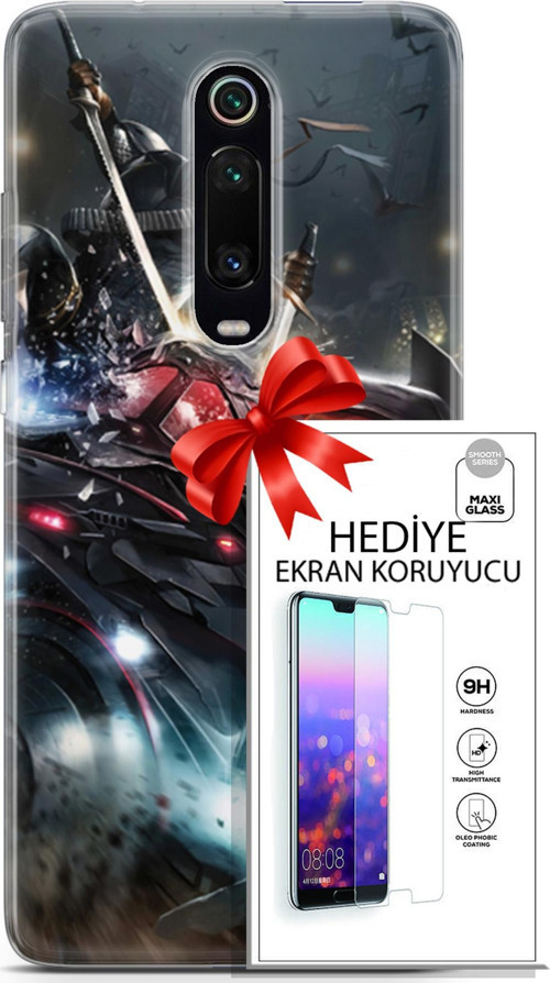 Xiaomi Mi 9T Pro Kılıf Orijinal Seri Dc 07 Batman Vs Deathstroke Desenli Kılıf + Ön Ekran Koruyucu