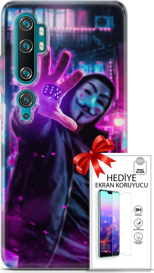 Xiaomi Mi Note 10 Kılıf Orijinal Seri Algorand 04 Zarlar Silikon Kılıf + Ekran Koruyucu Full Koruma