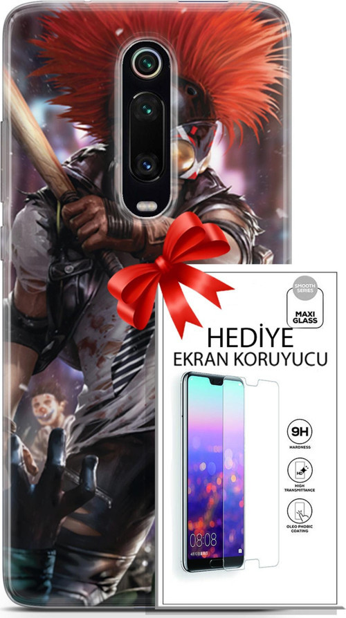 Xiaomi Mi 9T Pro Kılıf Orijinal Seri Dc 15 Clowhunter Kalın Silikon + Ekran Koruyucu