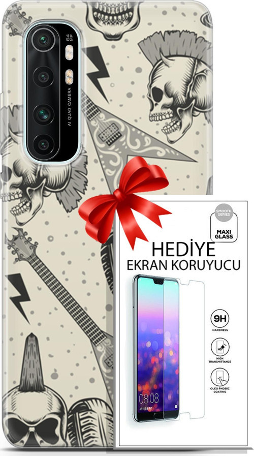 Xiaomi Mi Note 10 Lite Kılıf Orijinal Seri Punky 20 Trash Punk Renkli Kılıf Ekran Koruyucu