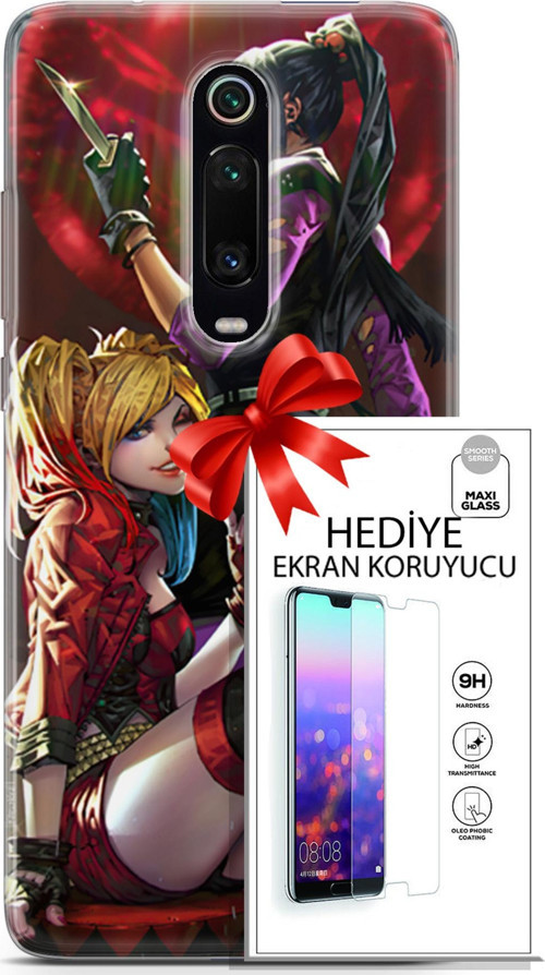 Xiaomi Mi 9T Pro Kılıf Orijinal Seri Dc 17 Harley & Punchline Yumuşak Kılıf + Ekran Koruyucu