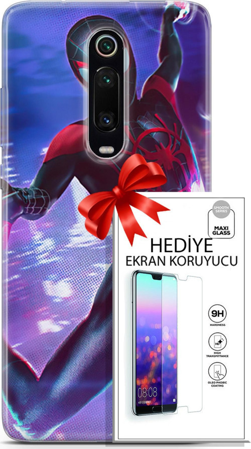 Xiaomi Mi 9T Pro Kılıf Orijinal Seri Dc 24 Örümcek Adam Darbe Emici Kılıf + Ekran Koruyucu