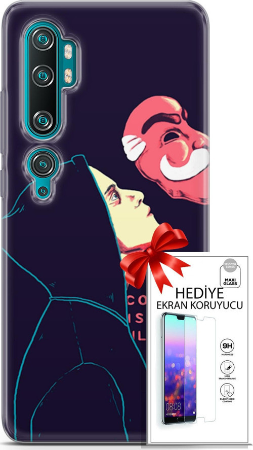 Xiaomi Mi Note 10 Kılıf Orijinal Seri Algorand 18 Illusion Parlak Kılıf + Ekran Koruyucu Full Koruma
