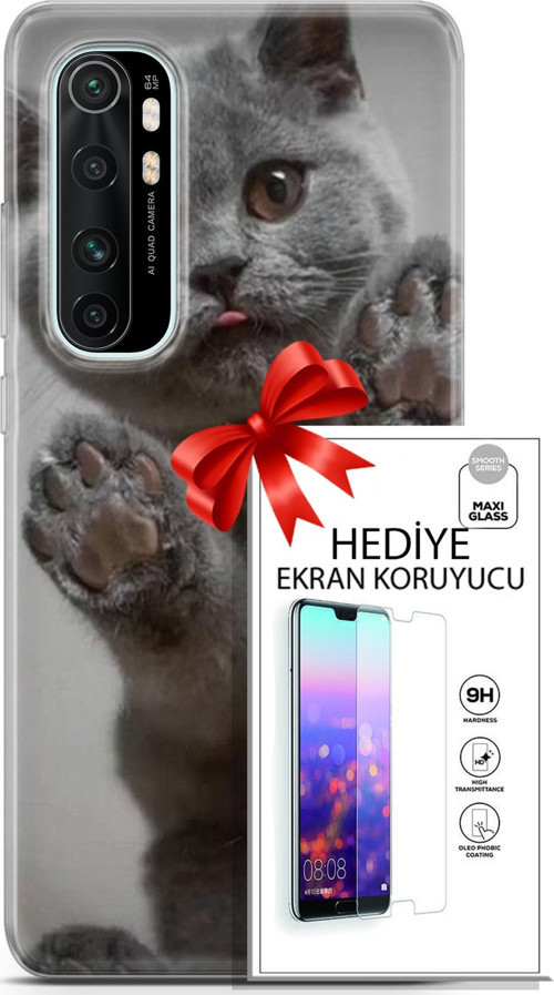 Xiaomi Mi Note 10 Lite Kılıf Orijinal Seri Scotish-British 10 Yavru Scottish Full Hd Kılıf + Ekran Koruyucu