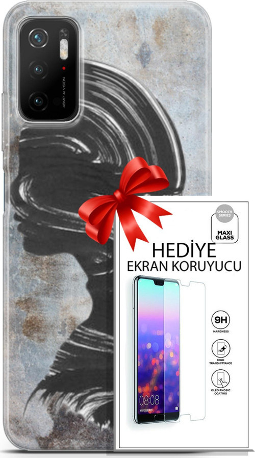 Xiaomi Poco M3 Pro 5G Kılıf Orijinal Seri Soul 18 Silüet Parlak Kılıf + Ekran Koruyucu Full Koruma
