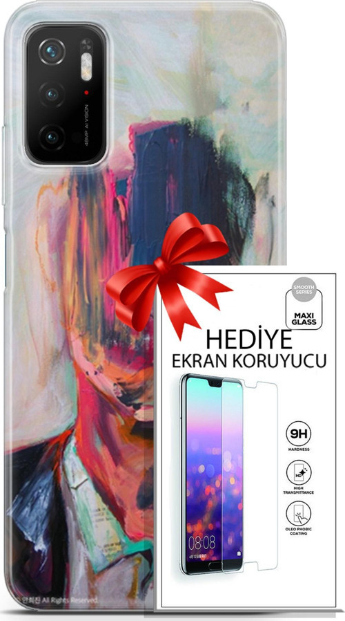 Xiaomi Poco M3 Pro 5G Kılıf Orijinal Seri Soul 22 Acivert Pembe Kap + Ekran Koruyucu