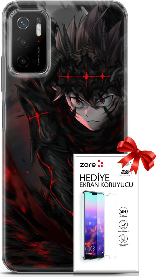 Xiaomi Poco M3 Pro 5G Kılıf Orijinal Seri Supers 14 Asta Devil Anime Cover Kılıf + Ön Ekran Koruyucu