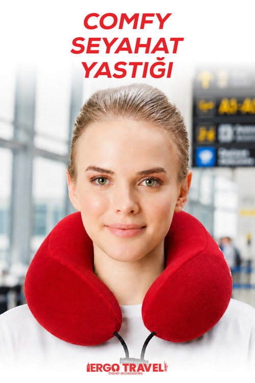 Comfy Ortopedik Seyahat Yastığı Visco Boyun Destekli Seyahat Yastığı - Kırmızı | Ergo Travel
