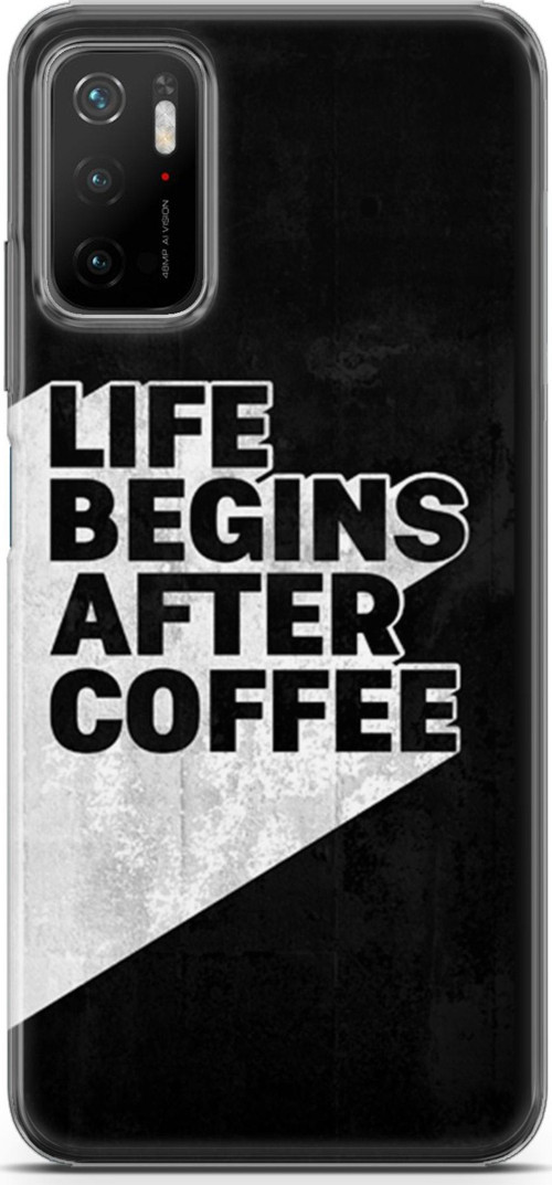 Xiaomi Poco M3 Pro 5G Kılıf Orijinal Seri Typo 02 Life Begins After Coffee Kapak