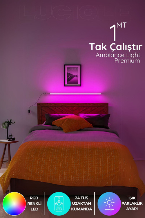 Led Abajur Aplik Gece Lambası Rgb Lambader Renkli Uzaktan Kumandalı Işık Animasyonlu Luciledrgb