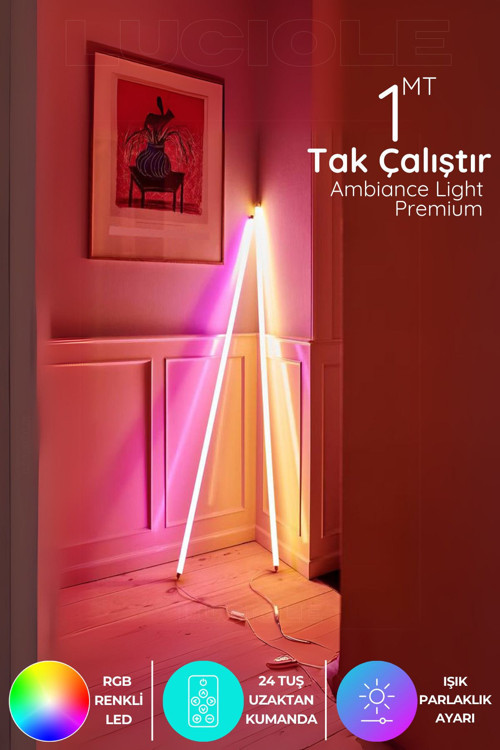 Rgb Led Strip Tube Light Led Aplik Uzaktan Kumandalı Işık Lamba Ampül Aydınlatma Renkli Apltube6