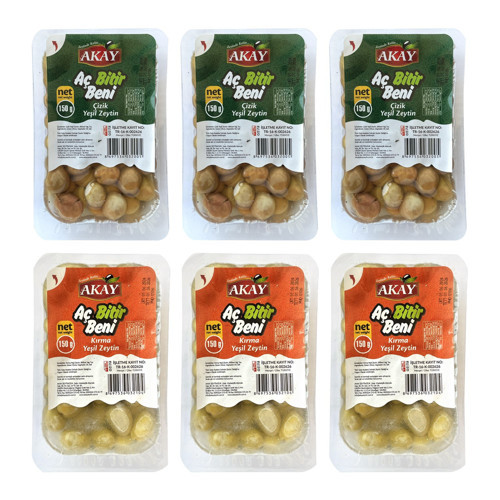 Yeşil Zeytin Kırma ve Çizik Aç Bitir 150 gr 6 lı Karma Paket