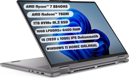 Yoga 7 16AHP9 83DM0003US - AMD Ryzen 7 8840HS - 16" Touch 16GB 1 TB SSD- Q İngilizce Klavye Win11H 1 Yıl Garanti