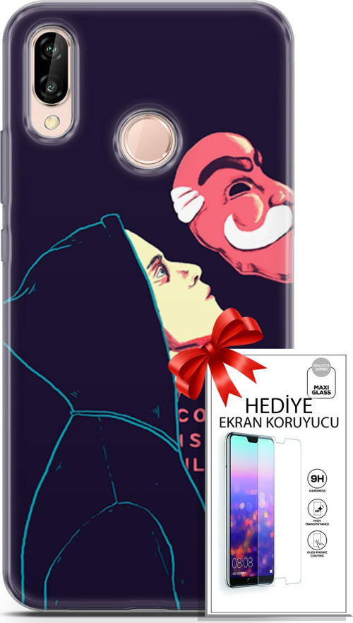 Huawei P20 Lite Kılıf Orijinal Seri Algorand 18 Illusion Parlak Kılıf + Ekran Koruyucu Full Koruma