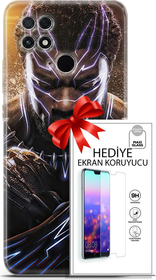 Xiaomi Poco C40 Kılıf Orijinal Seri Dc 12 Blak Panther Tasarım Kılıf + Ekran Koruyucu
