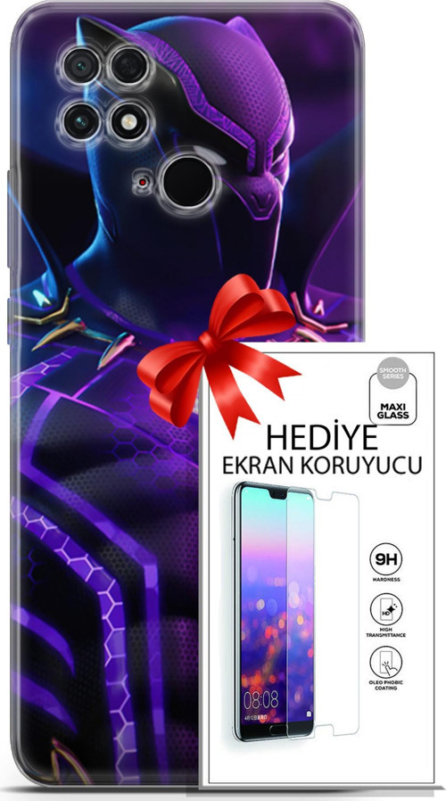 Xiaomi Poco C40 Kılıf Orijinal Seri Dc 13 Mor Panter Fortnite Case Kapak Ekran Koruyucu