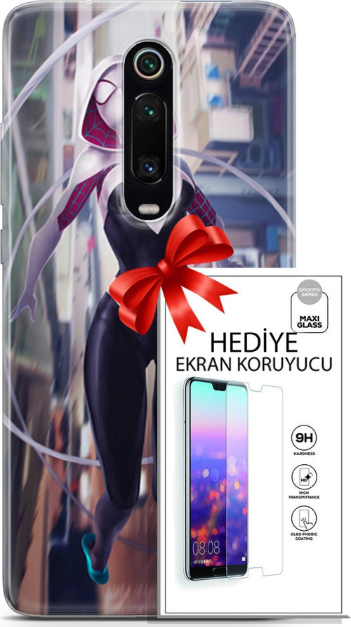 Xiaomi Mi 9T Pro Kılıf Orijinal Seri Dc 26 Spider Girls Soft Kapak + Ekran Koruyucu