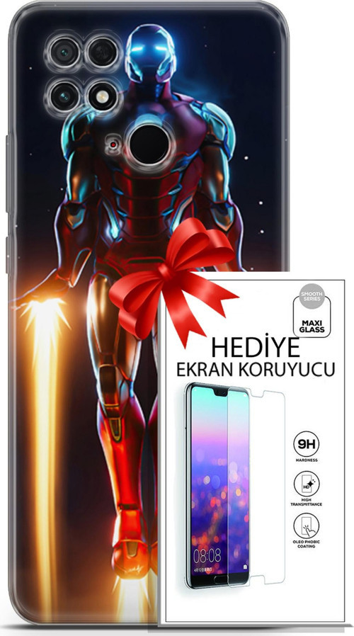 Xiaomi Poco C40 Kılıf Orijinal Seri Dc 19 Iron Man Tam Koruma Kılıf + Ekran Koruyucu
