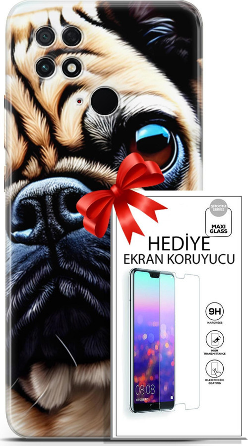 Xiaomi Poco C40 Kılıf Orijinal Seri Dogs 08 Pug Baskılı Kılıf + Ekran Koruyucu