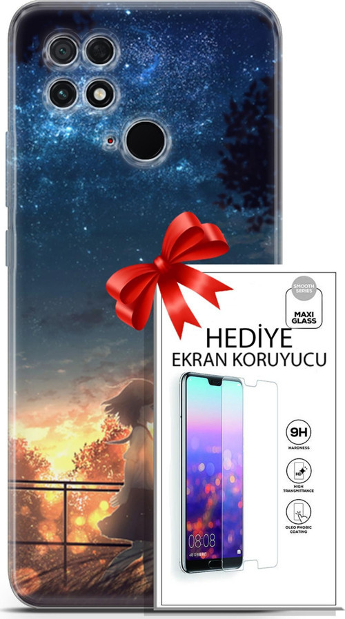 Xiaomi Poco C40 Kılıf Orijinal Seri Fantasy 21 Anime Yıldızlar Darbe Önleyici Kapak + Ön Ekran Koruyucu