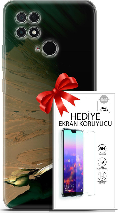 Xiaomi Poco C40 Kılıf Orijinal Seri Nature 02 Yeşil Sarı Kapak Ve Ekran Koruyucu