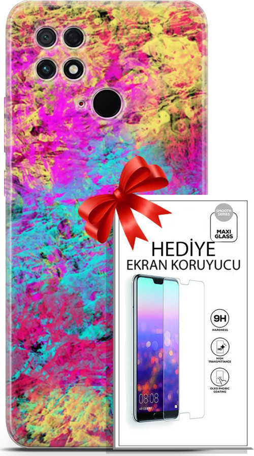Xiaomi Poco C40 Kılıf Orijinal Seri Nature 29 Çok Renkli Leke Tutmaz Kapak + Ekran Koruyucu