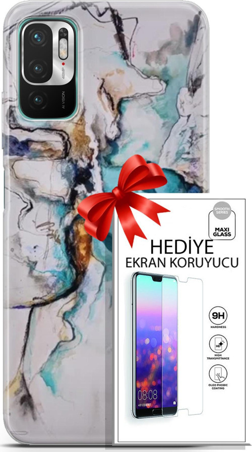 Xiaomi Redmi Note 10 5G Kılıf Orijinal Seri Soul 11 Turkuaz 4K Baskılı Kılıf + Ekran Koruyucu Full Koruma