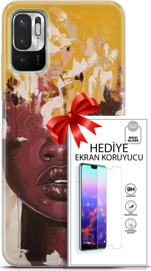 Xiaomi Redmi Note 10 5G Kılıf Orijinal Seri Soul 23 Sarı Kahverengi Telefon Kabı Ve Ekran Koruyucu