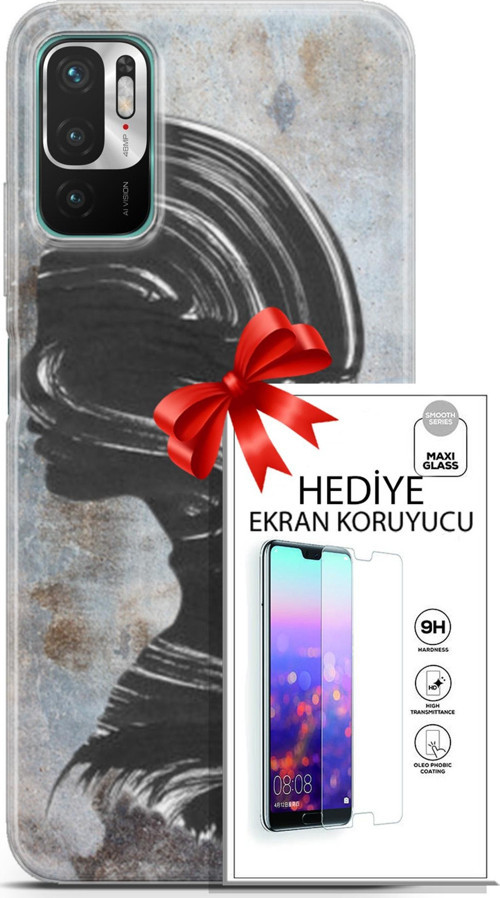 Xiaomi Redmi Note 10 5G Kılıf Orijinal Seri Soul 18 Silüet Parlak Kılıf + Ekran Koruyucu Full Koruma