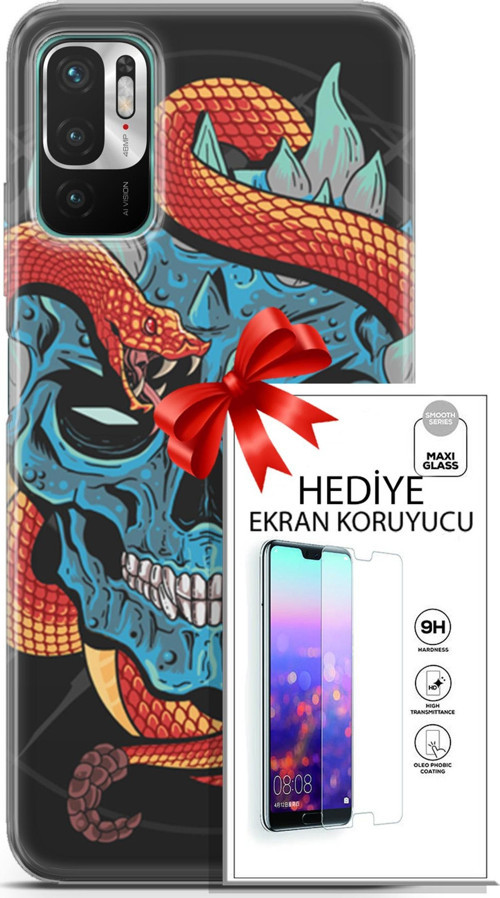 Xiaomi Redmi Note 10 5G Kılıf Orijinal Seri Punky 13 Şeytan Case Kapak Ekran Koruyucu