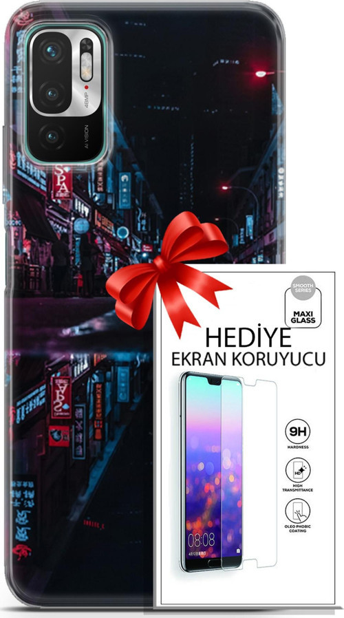 Xiaomi Redmi Note 10 5G Kılıf Orijinal Seri Cyberpunk 24 Spa Darbe Emici Kılıf + Ekran Koruyucu
