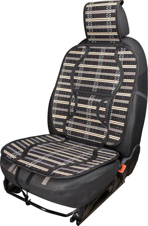Oto Hasır Bambu Minder Ön Siyah İkili Takım Bel Destekli Terletmez WF-1819-BK