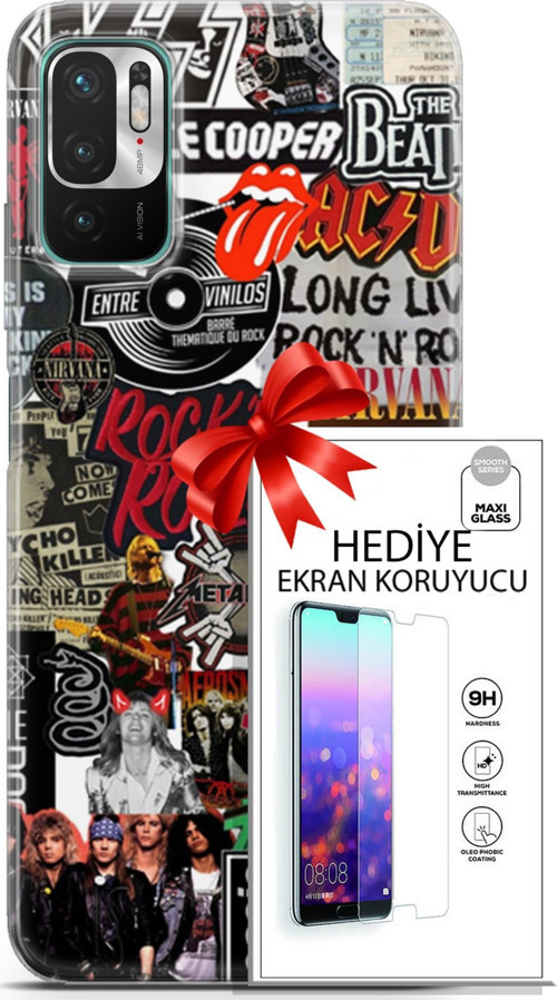 Xiaomi Redmi Note 10 5G Kılıf Orijinal Seri Punky 30 Rock'N Roll Kenarları Şeffaf Kapak Ve Ekran Koruyucu