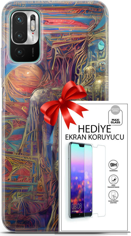 Xiaomi Redmi Note 10 5G Kılıf Orijinal Seri Cyberpunk 18 Parapsikoloji Parlak Kılıf + Ekran Koruyucu