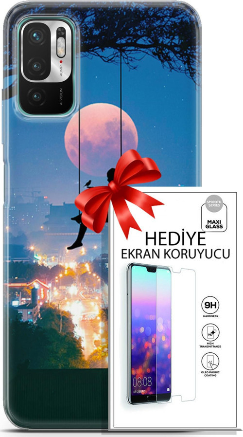 Xiaomi Redmi Note 10 5G Kılıf Orijinal Seri Fantasy 30 Ay Salıncak Kenarları Şeffaf Kapak Ve Ekran Koruyucu