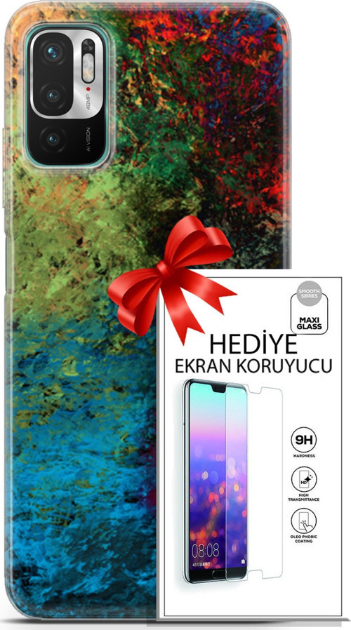 Xiaomi Redmi Note 10 5G Kılıf Orijinal Seri Nature 16 Tuval Hediyelik Kılıf Ve Ekran Koruyucu