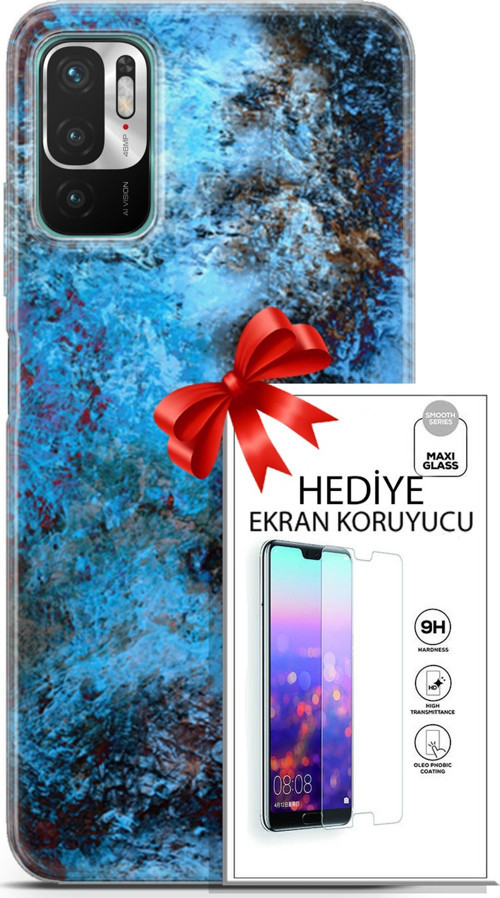 Xiaomi Redmi Note 10 5G Kılıf Orijinal Seri Nature 27 Rengarenk Lazer Kesim Silikon Ekran Koruyucu