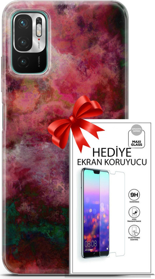 Xiaomi Redmi Note 10 5G Kılıf Orijinal Seri Nature 28 Bordo İz Bırakmayan Kılıf + Ön Ekran Koruyucu