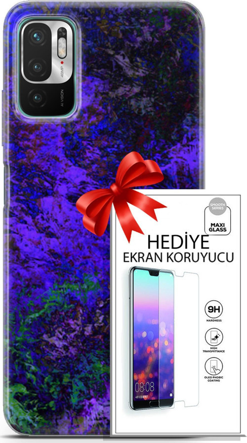 Xiaomi Redmi Note 10 5G Kılıf Orijinal Seri Nature 30 Mor Tonlar Kenarları Şeffaf Kapak Ve Ekran Koruyucu