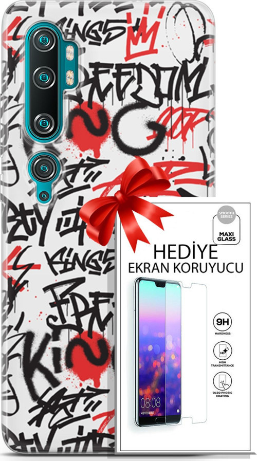 Xiaomi Mi Note 10 Kılıf Orijinal Seri Punky 22 King Freedom Kap + Ekran Koruyucu