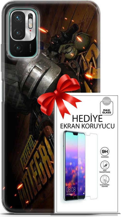 Xiaomi Redmi Note 10 5G Kılıf Orijinal Seri Pubg 18 Tabela Parlak Kılıf + Ekran Koruyucu Full Koruma