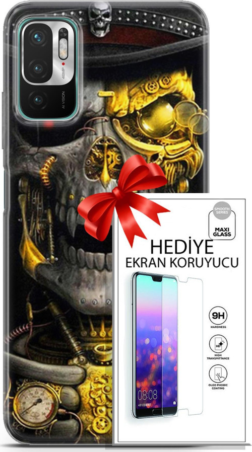 Xiaomi Redmi Note 10 5G Kılıf Orijinal Seri Pubg 22 Skeleton Kap + Ekran Koruyucu
