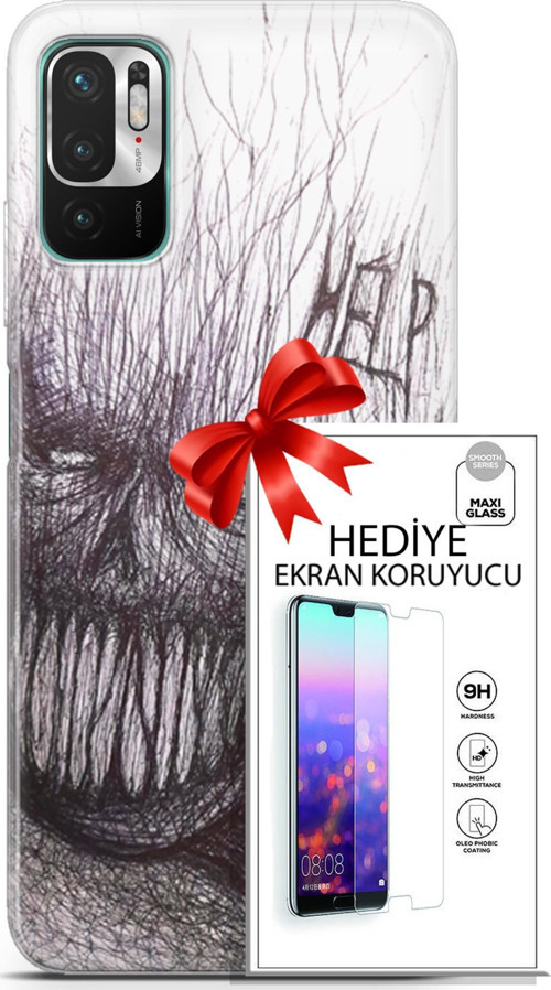 Xiaomi Redmi Note 10 5G Kılıf Orijinal Seri Soul 29 Şeytan Leke Tutmaz Kapak + Ekran Koruyucu