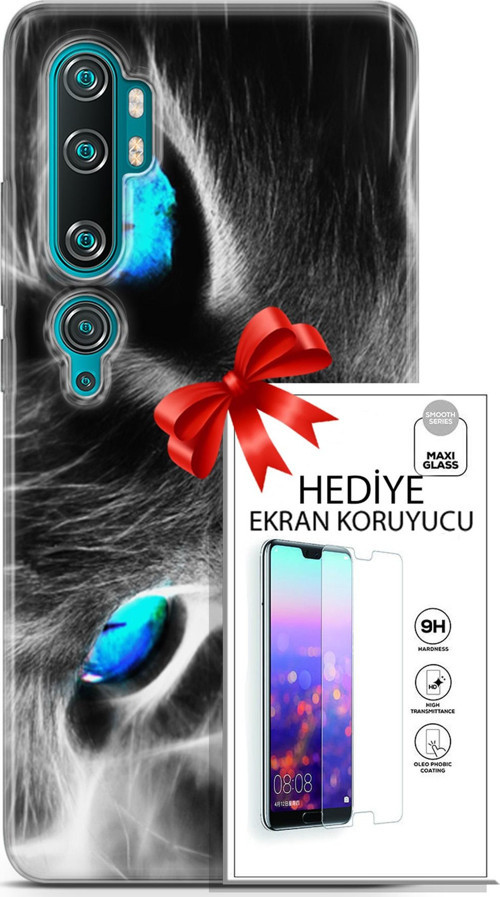 Xiaomi Mi Note 10 Kılıf Orijinal Seri Scotish-British 26 Amerikan Kedisi Soft Kapak + Ekran Koruyucu