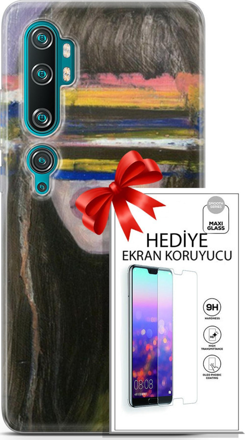 Xiaomi Mi Note 10 Kılıf Orijinal Seri Soul 21 Gözü Maskeli Darbe Önleyici Kapak + Ön Ekran Koruyucu