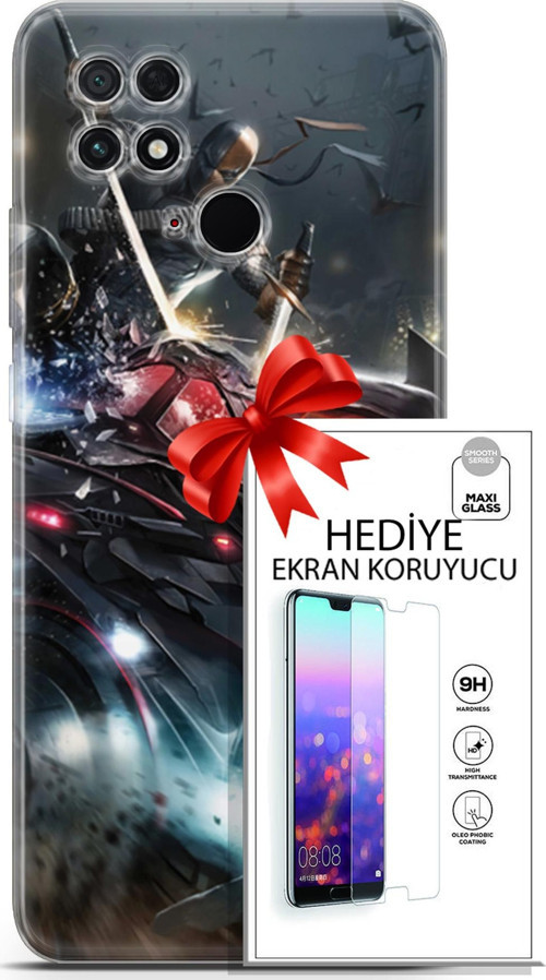 Xiaomi Poco C40 Kılıf Orijinal Seri Dc 07 Batman Vs Deathstroke Desenli Kılıf + Ön Ekran Koruyucu